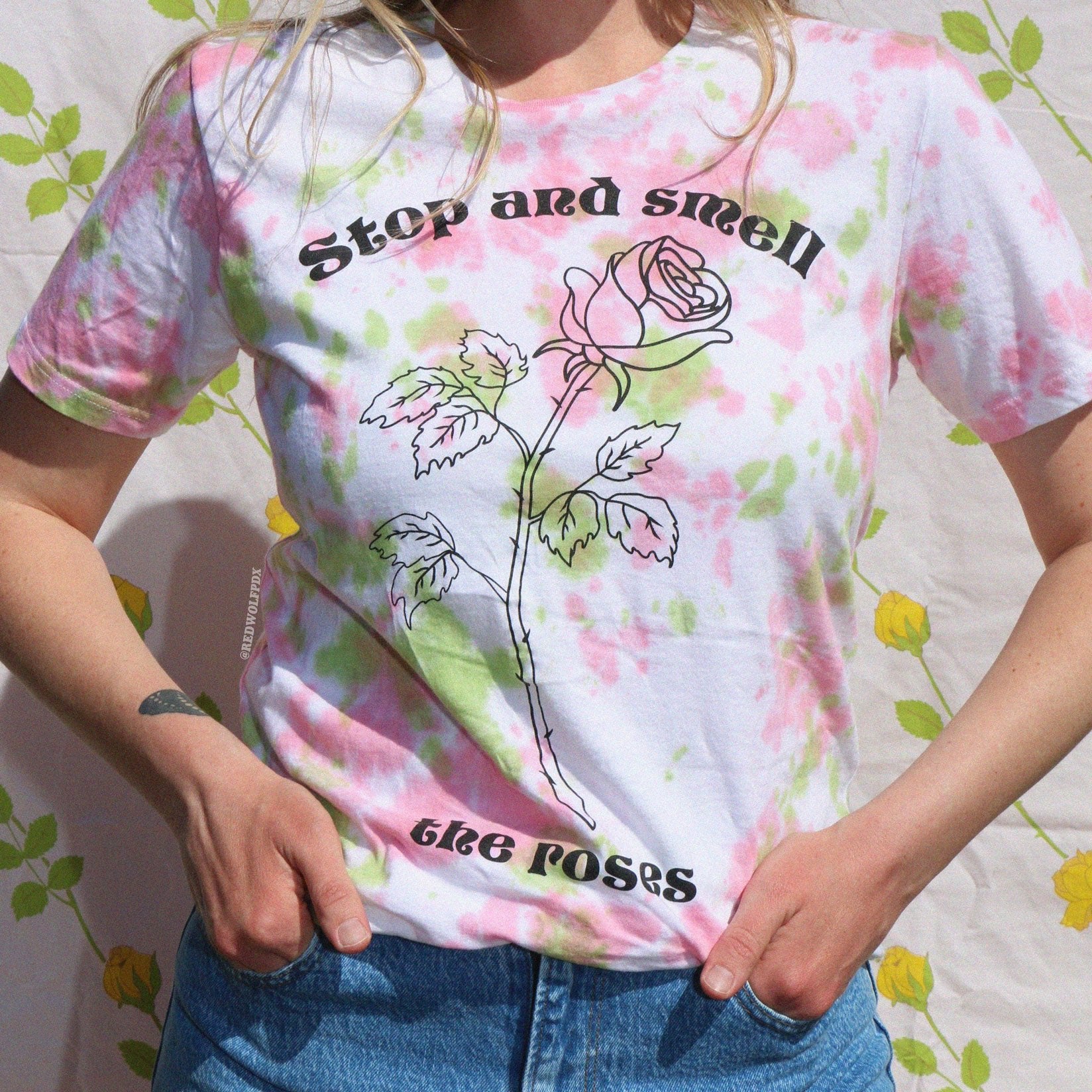 stop and smell the roses tee - 1
