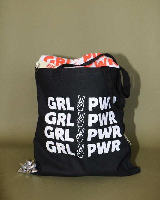 GIRL POWER TOTE BAG - BLACK