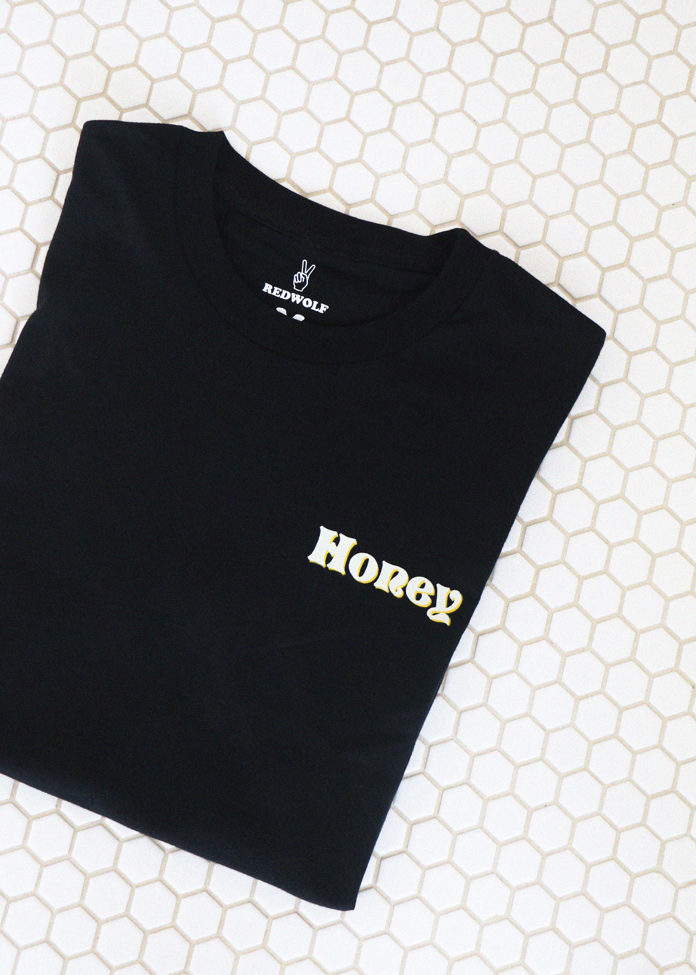 Honey Graphic Black Tee  (UNISEX FIT) - REDWOLF