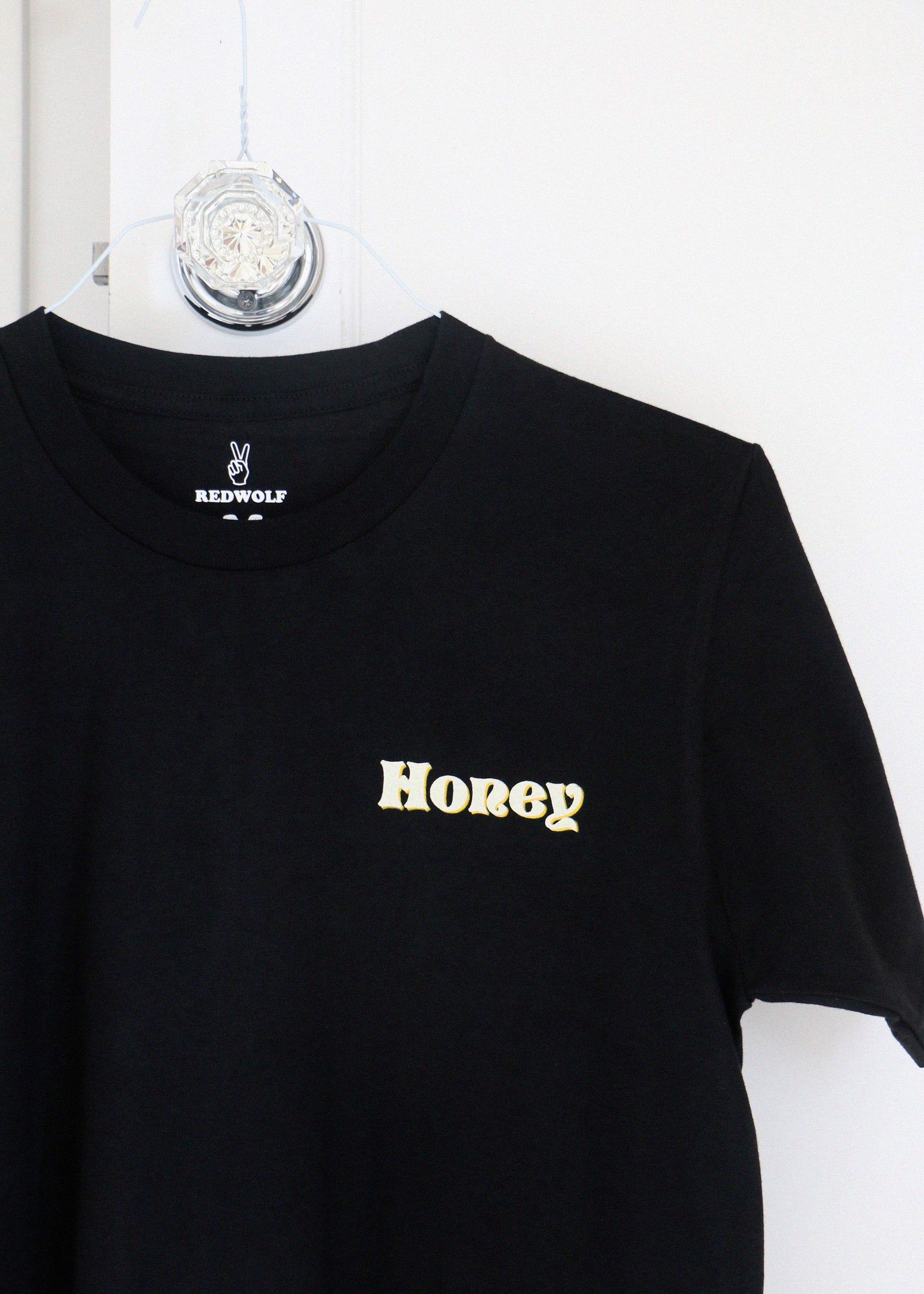 Honey Graphic Black Tee  (UNISEX FIT) - REDWOLF