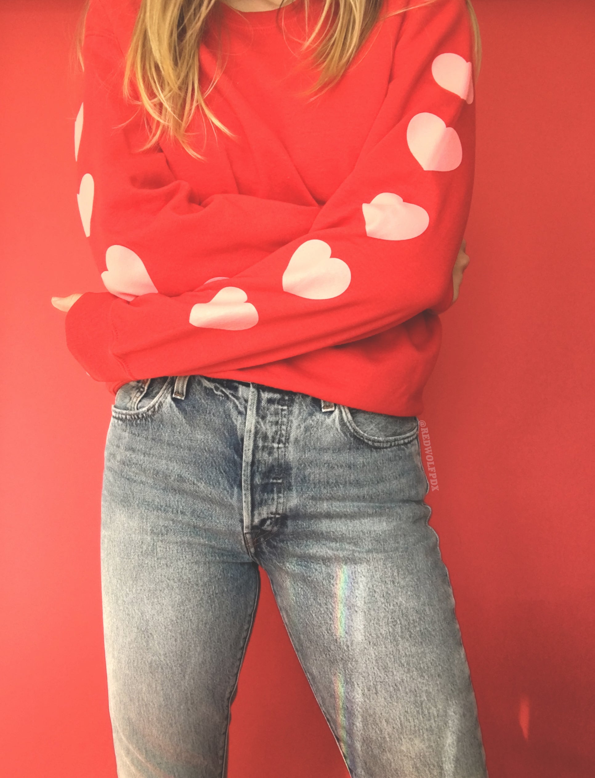  sweatshirt - Heart Sleeve Sweatshirt - REDWOLF